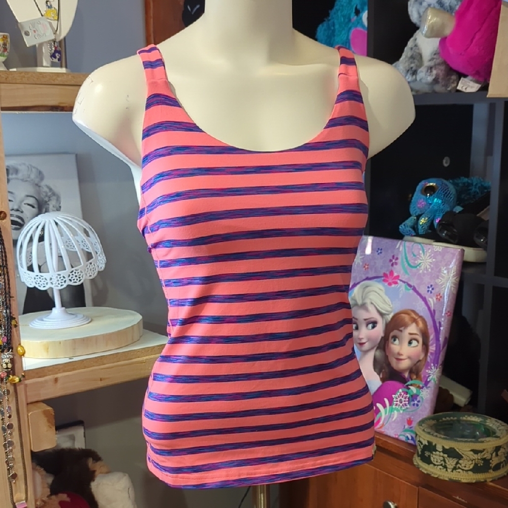 The North Face Pink and Blue Striped Tank Top